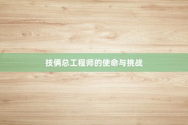 技俩总工程师的使命与挑战