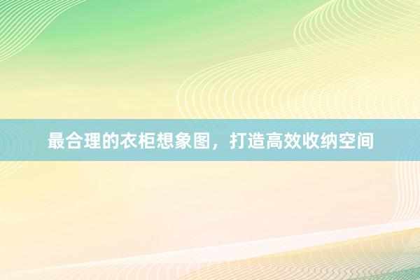 最合理的衣柜想象图，打造高效收纳空间